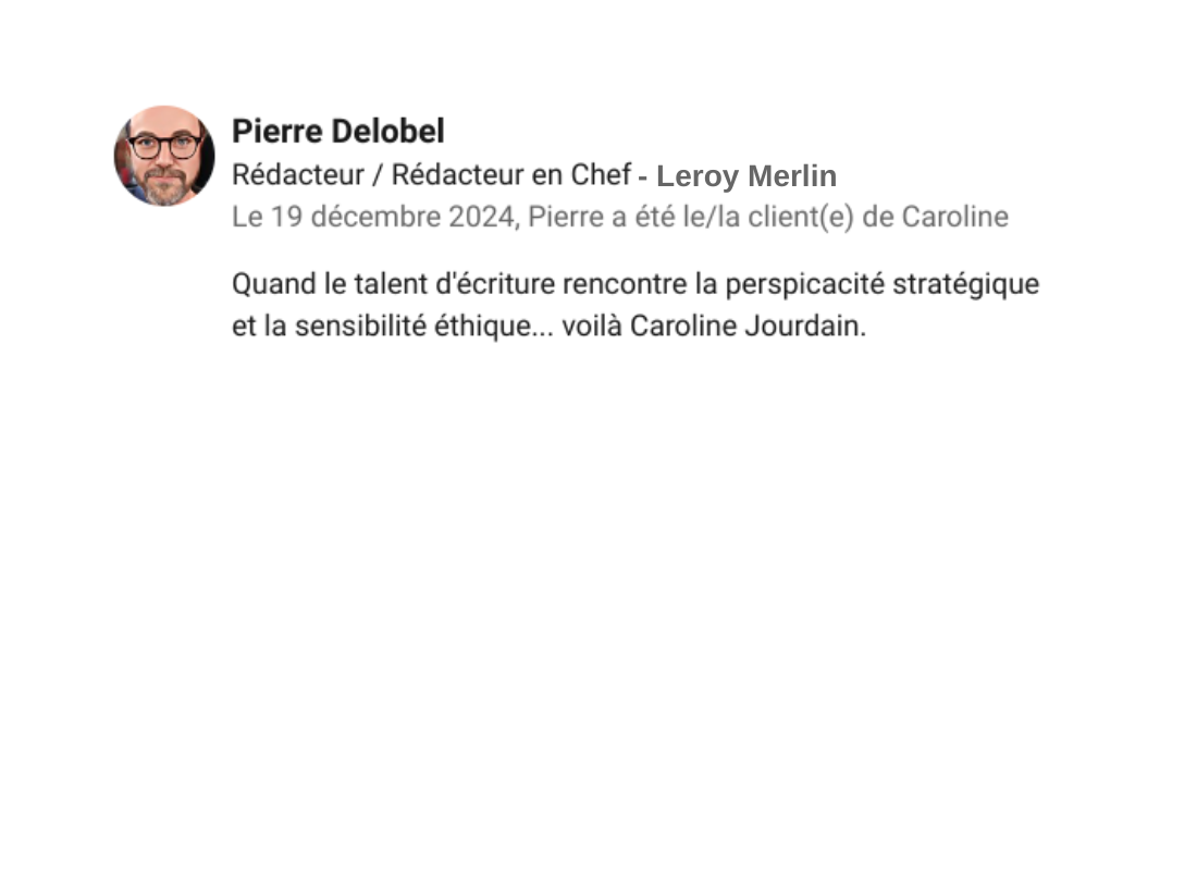 Avis clients Leroy Merlin pour Caroline Jourdain